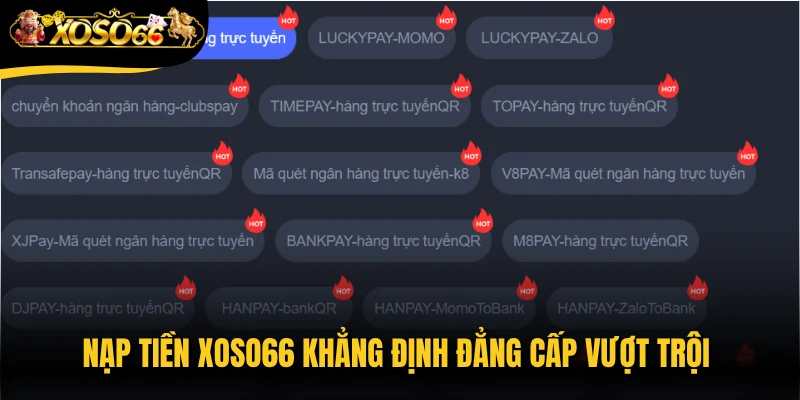 Nạp tiền Xoso66 khẳng định đẳng cấp vượt trội của một thương hiệu giải trí
