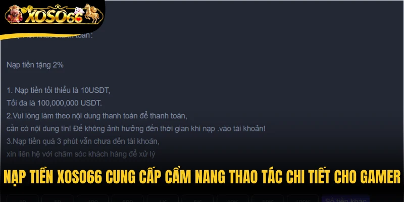Nạp tiền Xoso66 cung cấp cẩm nang thao tác chi tiết cho gamer